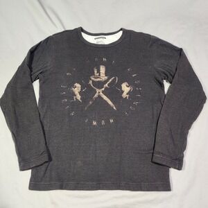 Hause of Howe SM Graphic Scissor‎ Hat Horse Design Long Sleeve Waffle Henley Tee